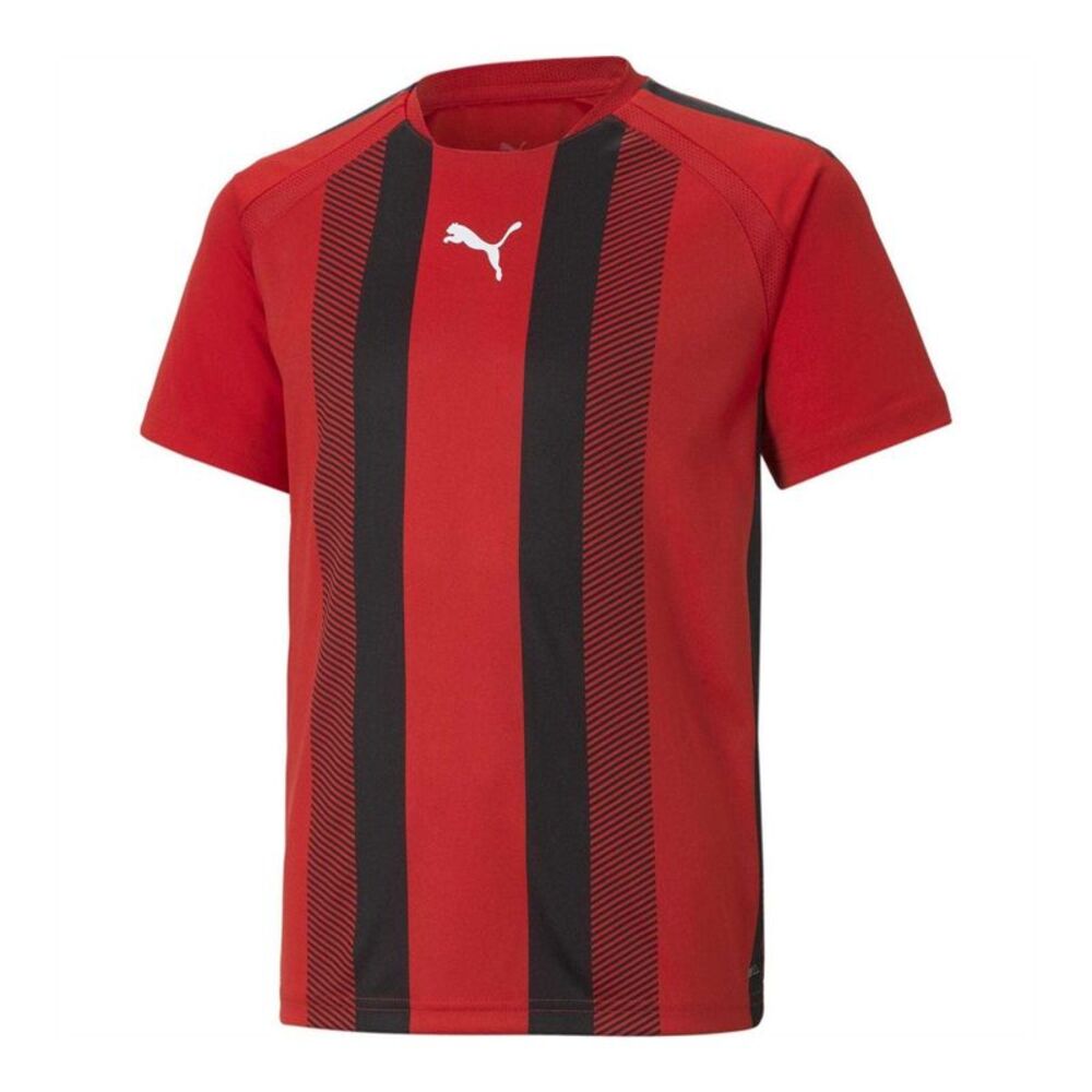 Puma Childrens/Kids Team Liga Striped Stripes Athletic T-Shirt / Red/Black/White